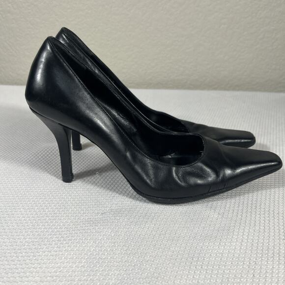 Gucci Women's Black Leather Pointed-Toe Heel Pumps 34.5 C - Picture 4 of 13